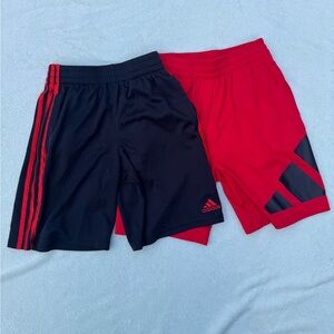 2 Pair Adidas Boys Black and Red Shorts Size 10-12/ M